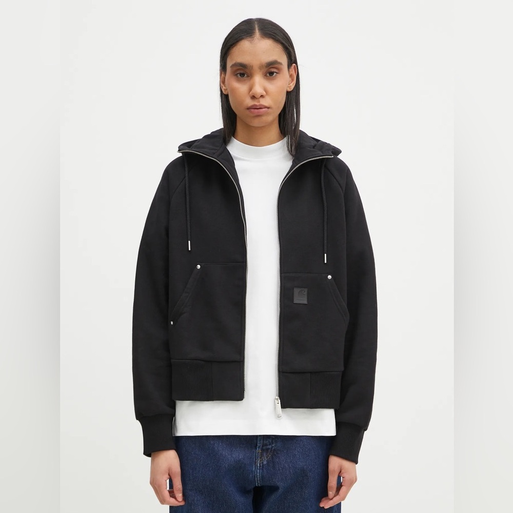 BNWT NEW Carhartt WIP sweatshirt Hooded Eldon Jacket women's in black MEDIUM